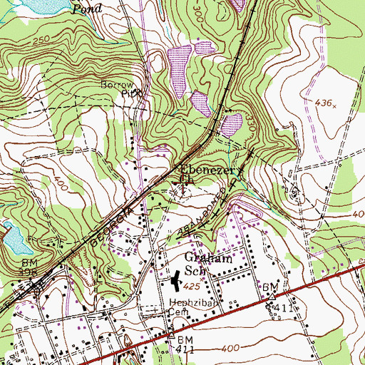 Topographic Map of Ebenezer Church, GA