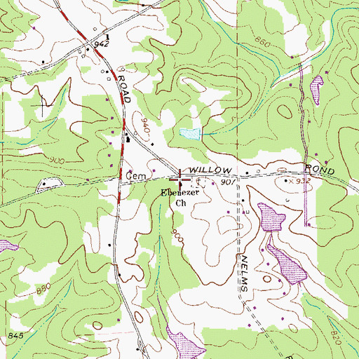 Topographic Map of Ebenezer Church, GA