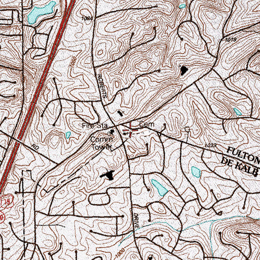 Topographic Map of Ebenezer Church, GA