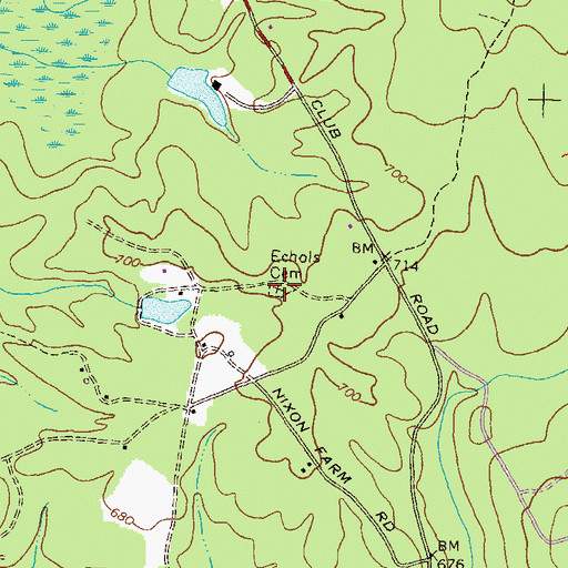 Topographic Map of Echols Cemetery, GA