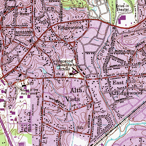 Topographic Map of Edgewood Elementary School, GA