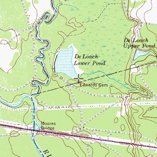 Topographic Map of Edwards Cemetery, GA