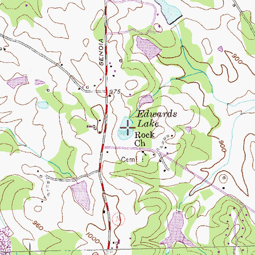 Topographic Map of Edwards Lake, GA