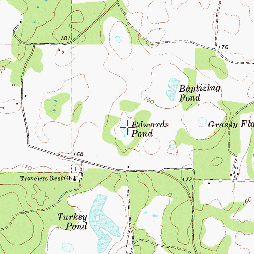 Topographic Map of Edwards Pond, GA