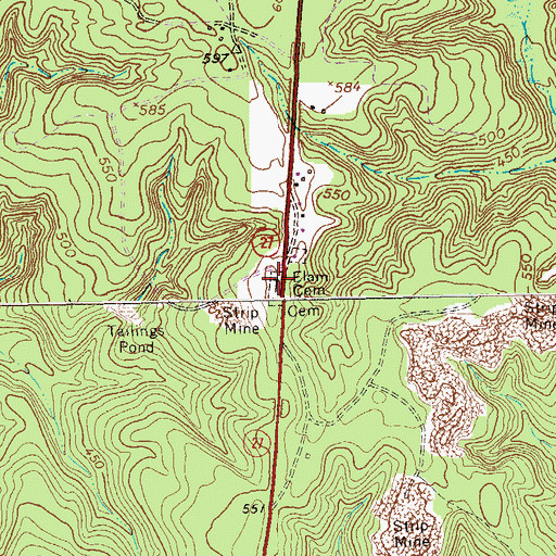 Topographic Map of Elam Cemetery, GA