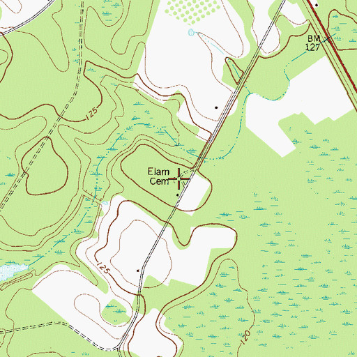 Topographic Map of Elam Cemetery, GA