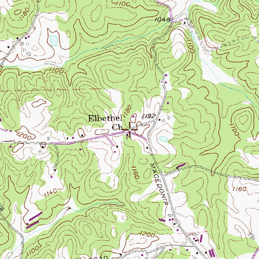 Topographic Map of Elbethel Church, GA