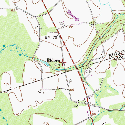 Topographic Map of Eldora Church, GA