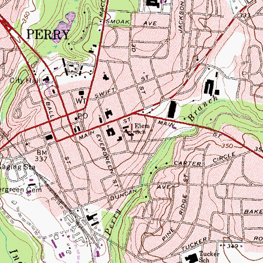 Topographic Map of Elem School, GA