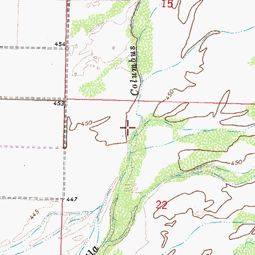 Topographic Map of Columbus Wash, AZ