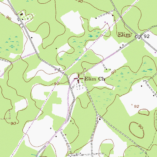 Topographic Map of Elim Church, GA