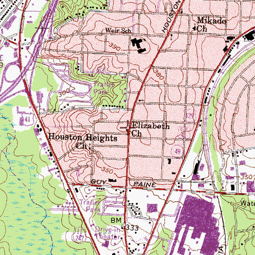 Topographic Map of Elizabeth Church, GA