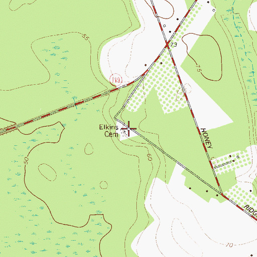 Topographic Map of Elkins Cemetery, GA