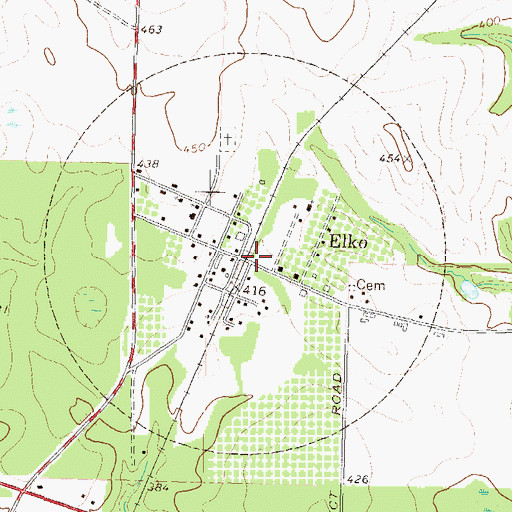 Topographic Map of Elko, GA