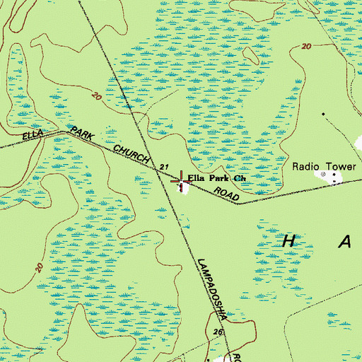 Topographic Map of Ella Park Church, GA