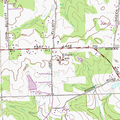 Topographic Map of Elliot Cemetery, GA