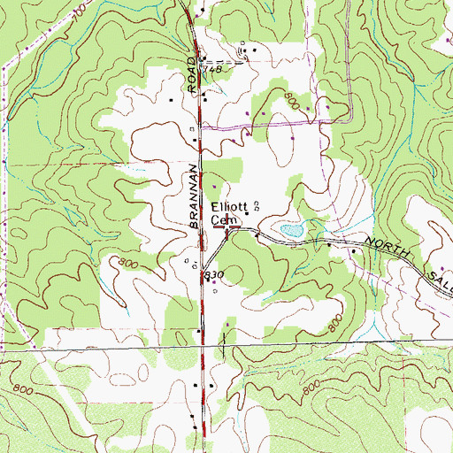 Topographic Map of Elliott Cemetery, GA