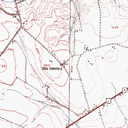 Topographic Map of Ellis Cemetery, GA