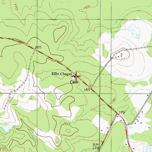 Topographic Map of Ellis Chapel Cemetery, GA
