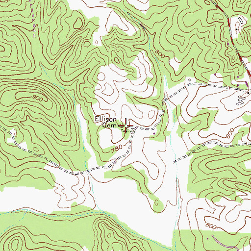 Topographic Map of Ellison Cemetery, GA