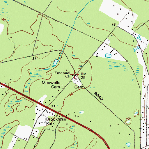 Topographic Map of Emanuel Church, GA
