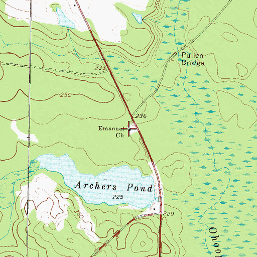 Topographic Map of Emanuel Church, GA
