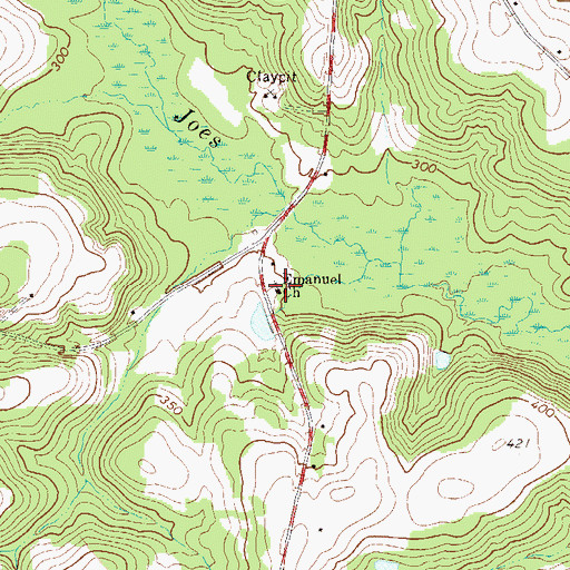 Topographic Map of Emanuel Church, GA