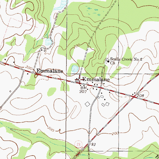 Topographic Map of Emmalane, GA