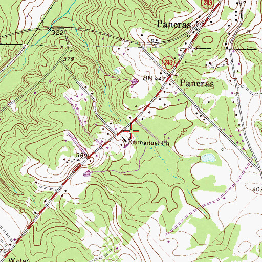 Topographic Map of Emmanuel Church, GA