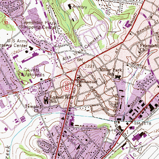 Topographic Map of Emmanuel Church, GA