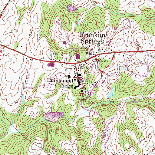Topographic Map of Emmanuel College, GA