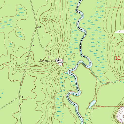 Topographic Map of Emmaus Church, GA