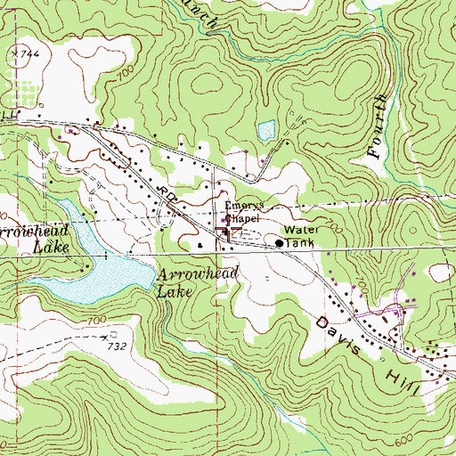 Topographic Map of Emorys Chapel, GA