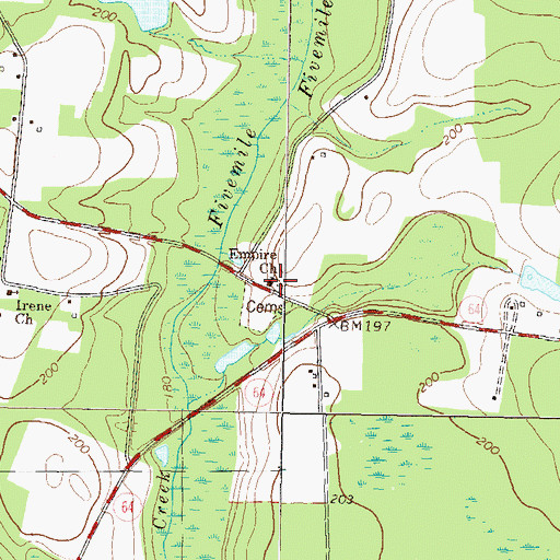 Topographic Map of Empire Church, GA