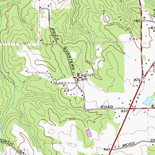 Topographic Map of English Cemetery, GA