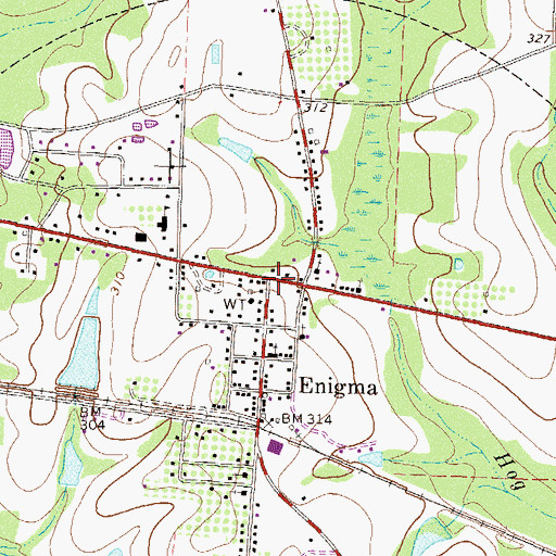 Topographic Map of Enigma, GA