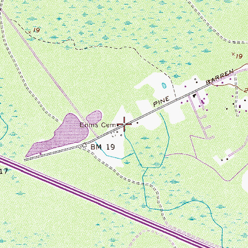 Topographic Map of Ennis Cemetery, GA