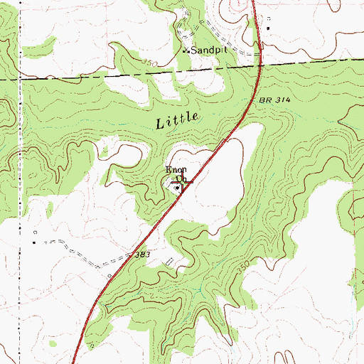 Topographic Map of Enon Church, GA