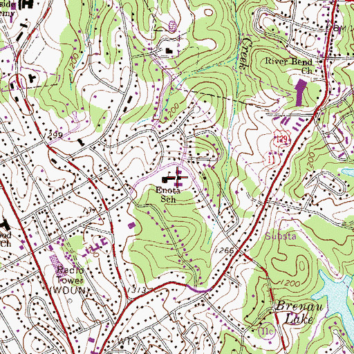 Topographic Map of Enota Elementary School, GA