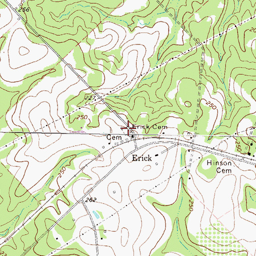 Topographic Map of Erick Cemetery, GA
