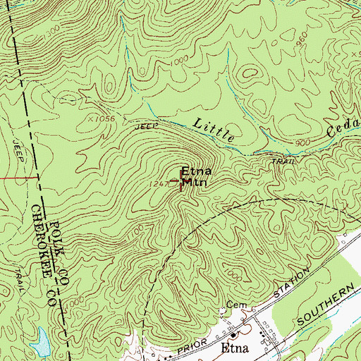 Topographic Map of Etna Mountain, GA