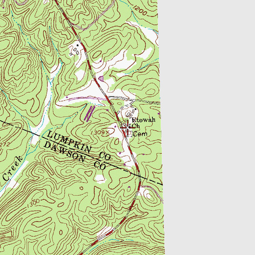 Topographic Map of Etowah Church, GA
