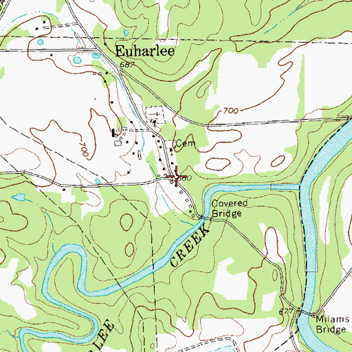 Topographic Map of Euharlee, GA