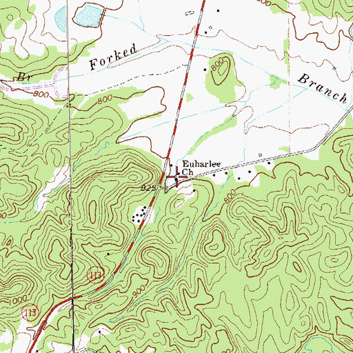 Topographic Map of Euharlee Church, GA