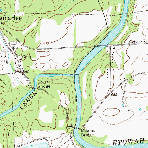 Topographic Map of Euharlee Creek, GA