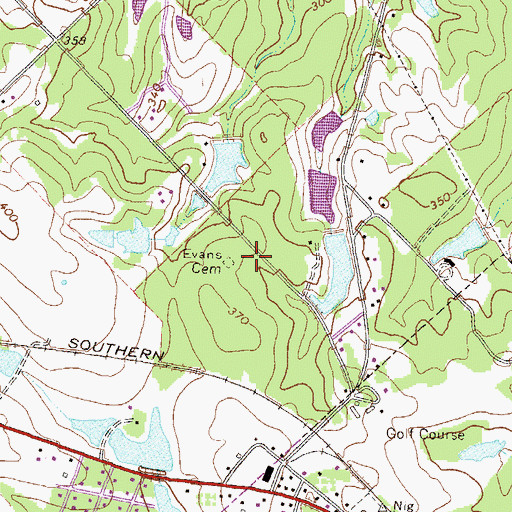 Topographic Map of Evans Cemetery, GA