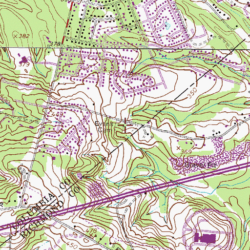 Topographic Map of Evans Cemetery, GA