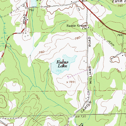Topographic Map of Evans Lake, GA