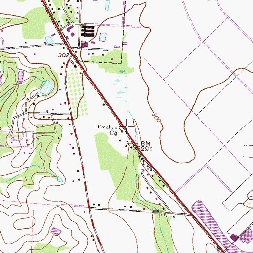 Topographic Map of Evelyn Church, GA