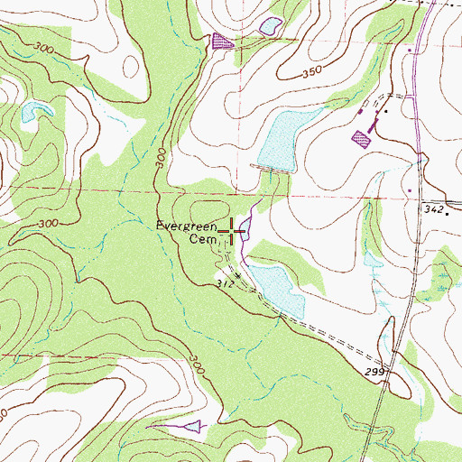 Topographic Map of Evergreen Cemetery, GA